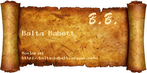 Balta Babett névjegykártya